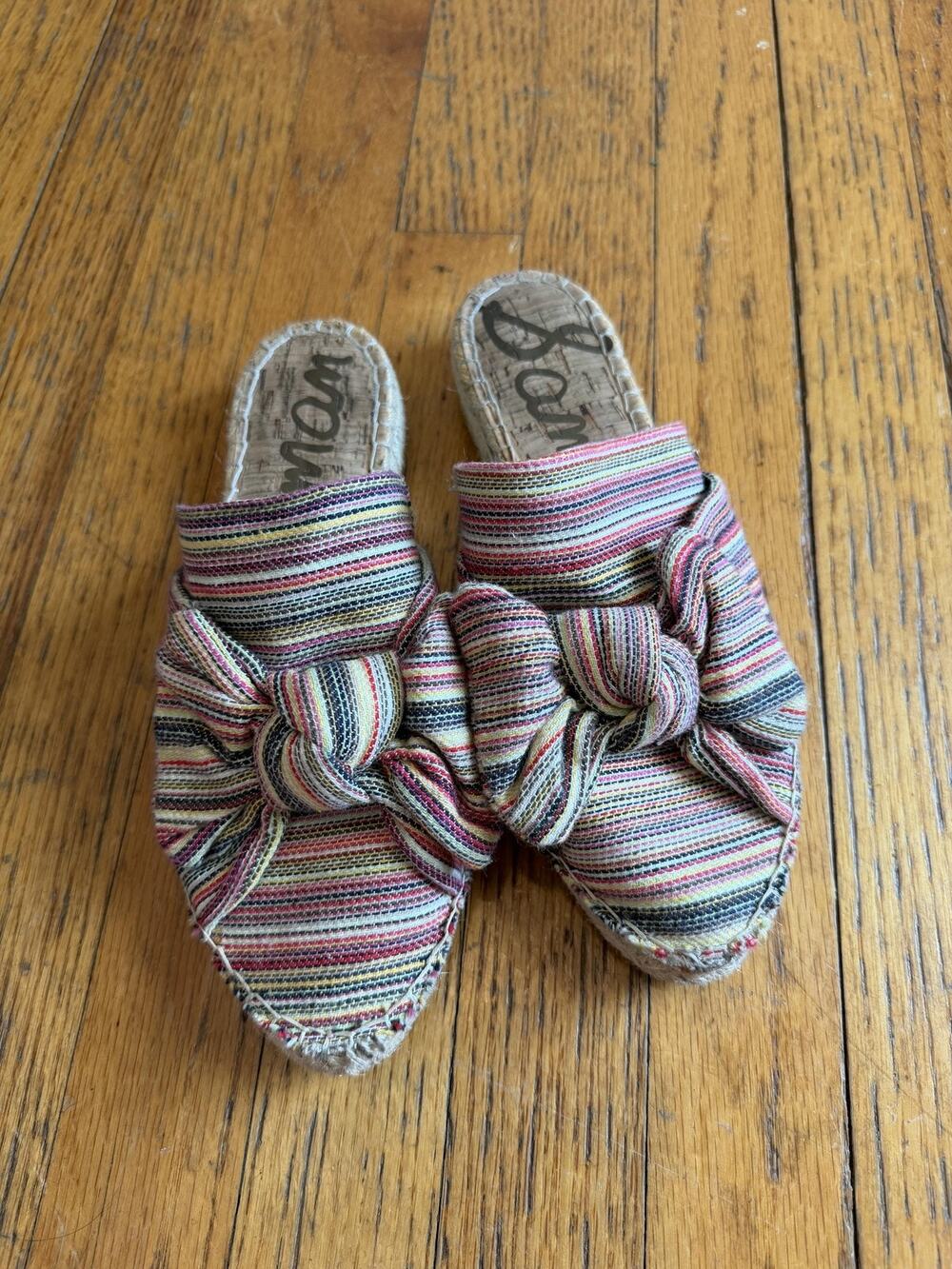 Sam Edelman Shoes Sandals Womens Size 7.5 Multicolor Striped Bow Espadrille